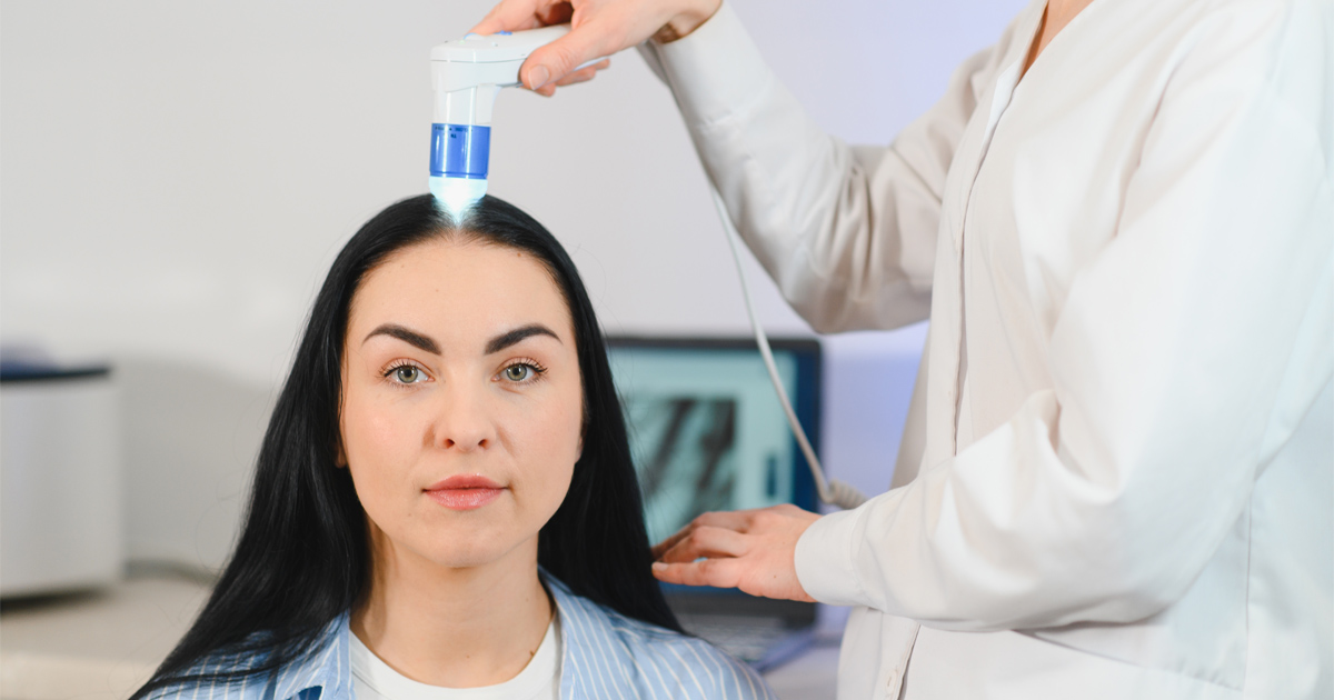 Alma TED Laser in Springdale OH consultation for non-surgical hair restoration